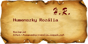Humenszky Rozália névjegykártya