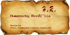 Humenszky Rozália névjegykártya